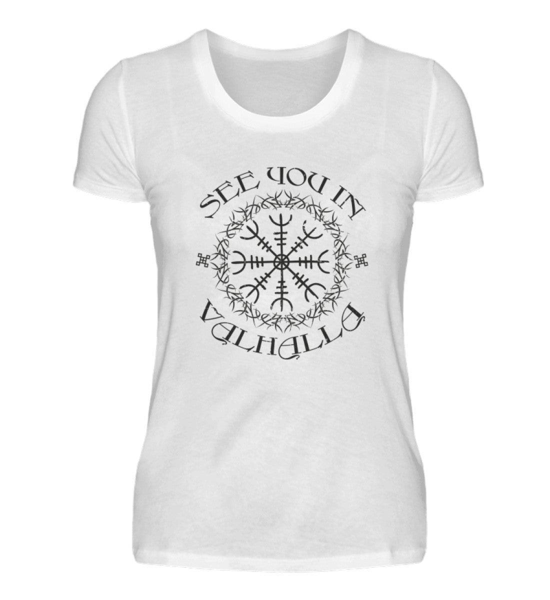 Schildmaiden "See You In Valhalla" Weißes Damen Premium T-Shirt - Nordic Viking Wear