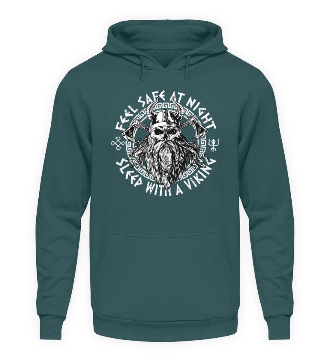 Wikinger Hoodie "Feel Safe At Night" – Mutiger Nordischer Krieger Kapuzenpullover - Nordic Viking Wear
