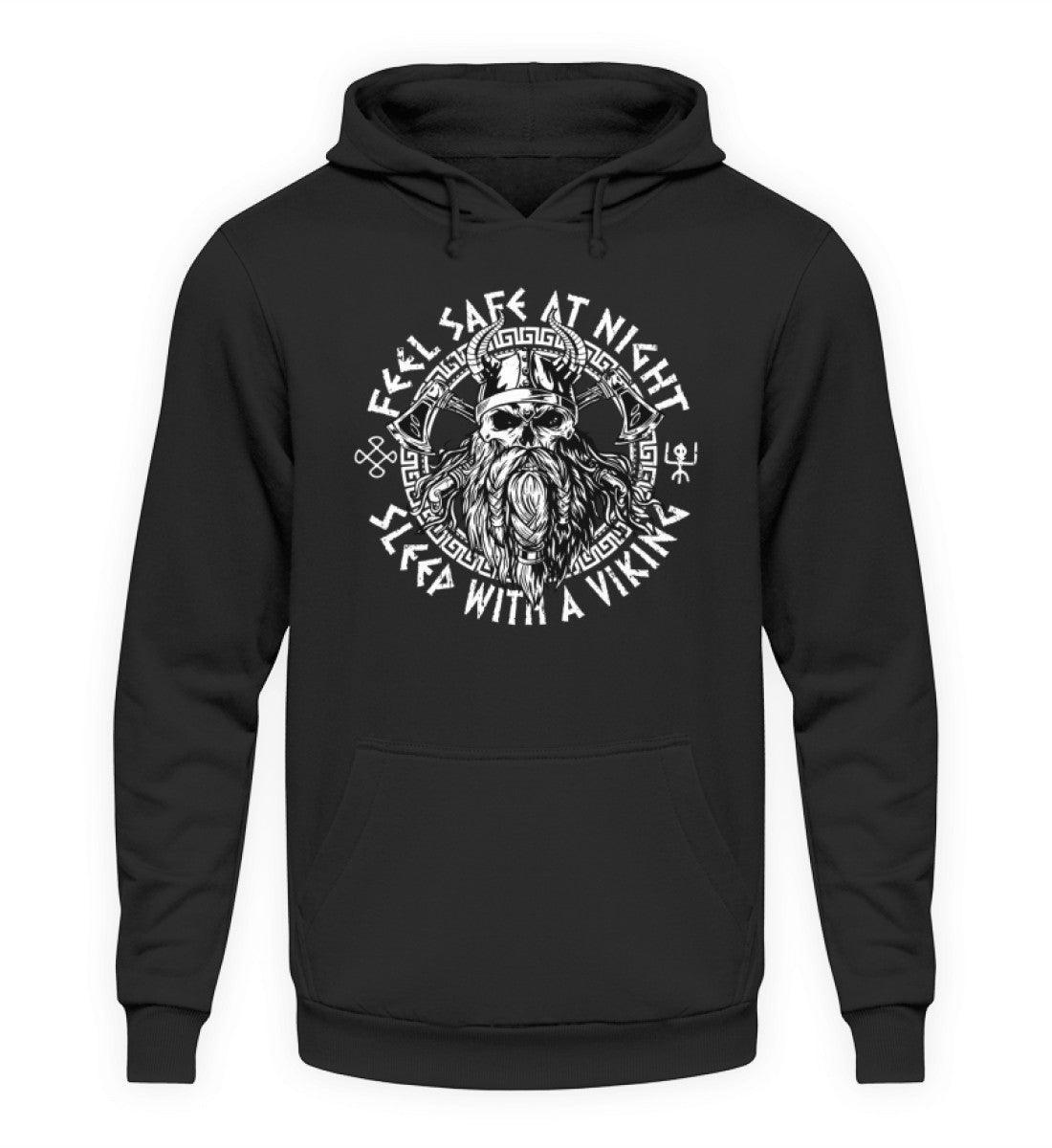 Wikinger Hoodie "Feel Safe At Night" – Mutiger Nordischer Krieger Kapuzenpullover - Nordic Viking Wear