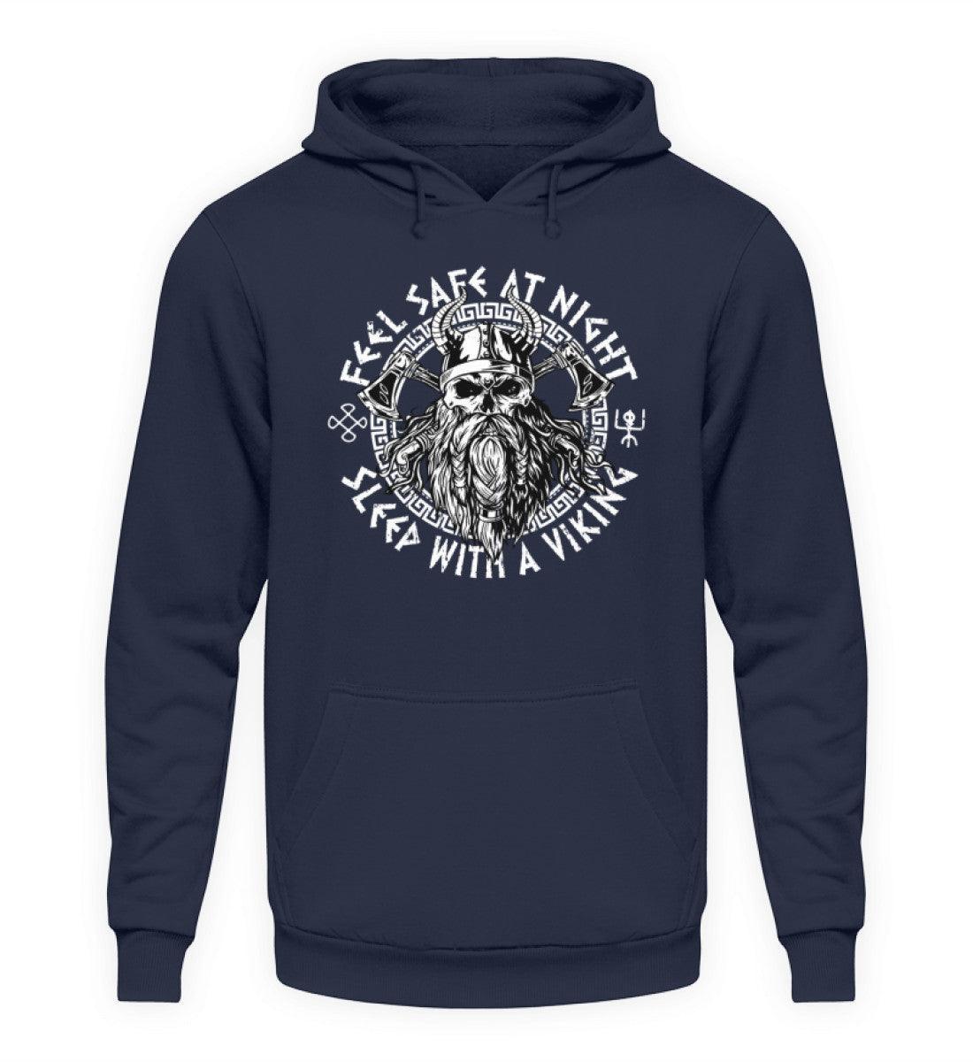 Wikinger Hoodie "Feel Safe At Night" – Mutiger Nordischer Krieger Kapuzenpullover - Nordic Viking Wear