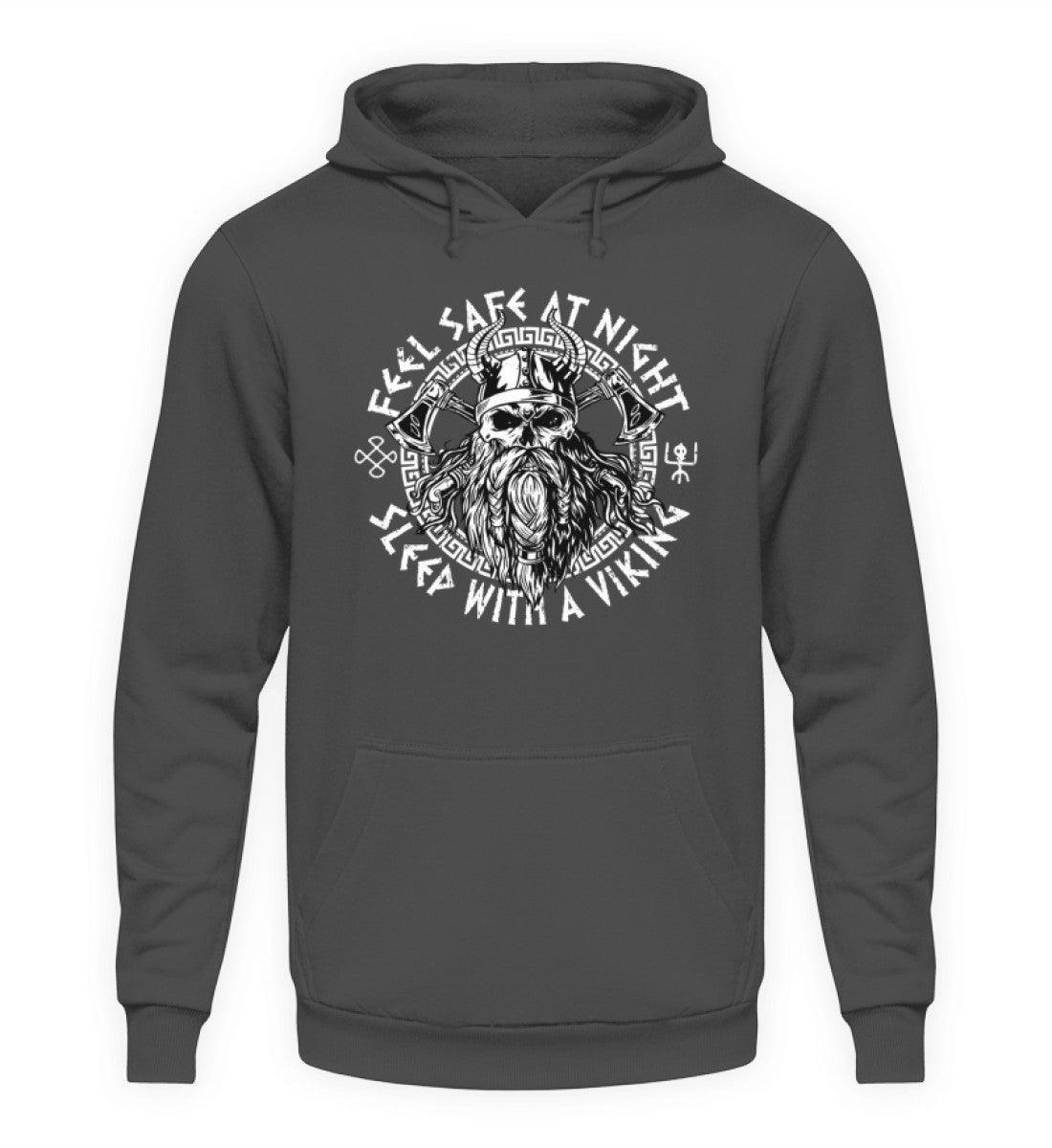Wikinger Hoodie "Feel Safe At Night" – Mutiger Nordischer Krieger Kapuzenpullover - Nordic Viking Wear