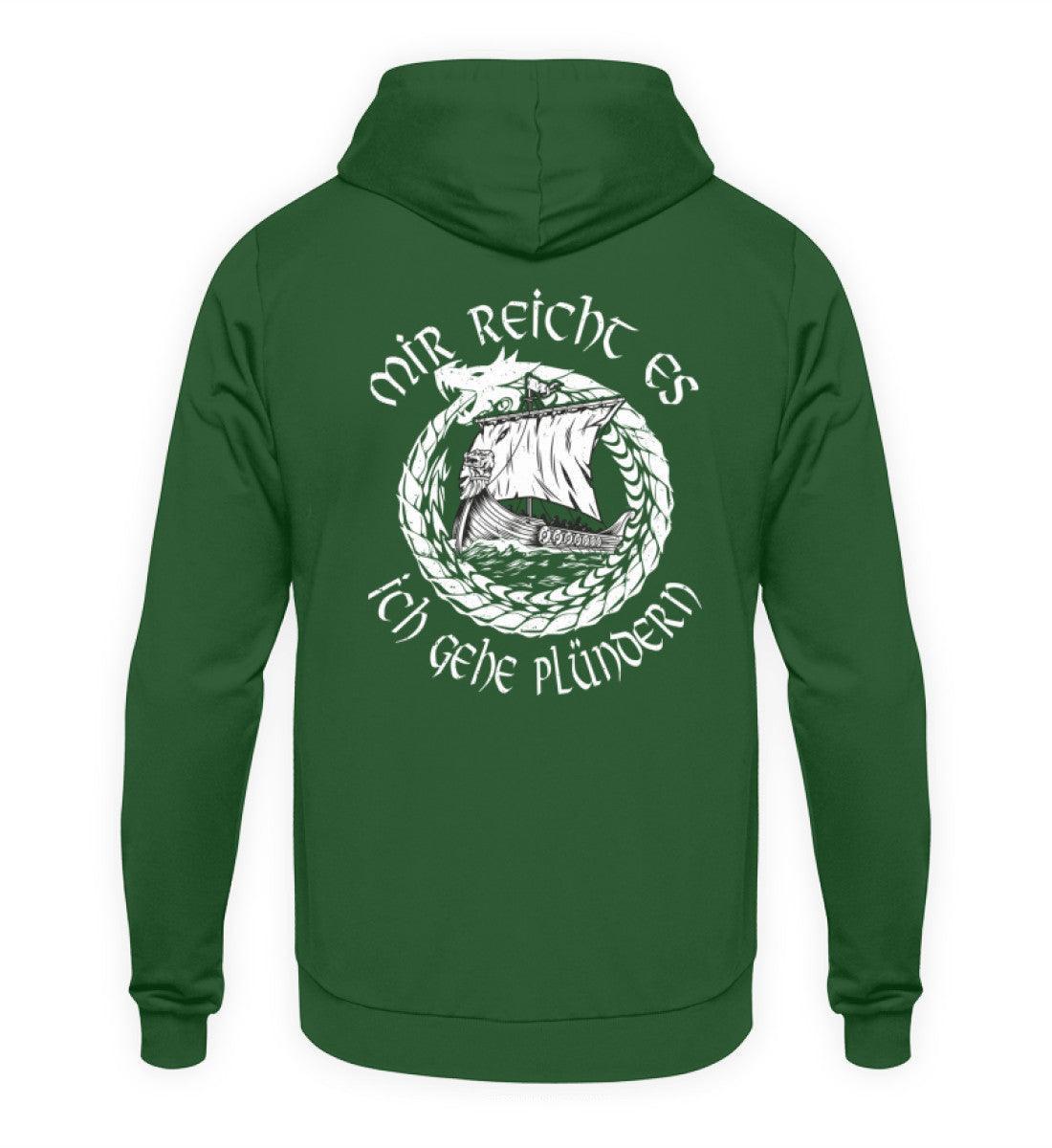 Wikinger-Plünderer Hoodie Backprint – "Mir reicht's, ich gehe plündern" – Drachenschiff-Design - Nordic Viking Wear