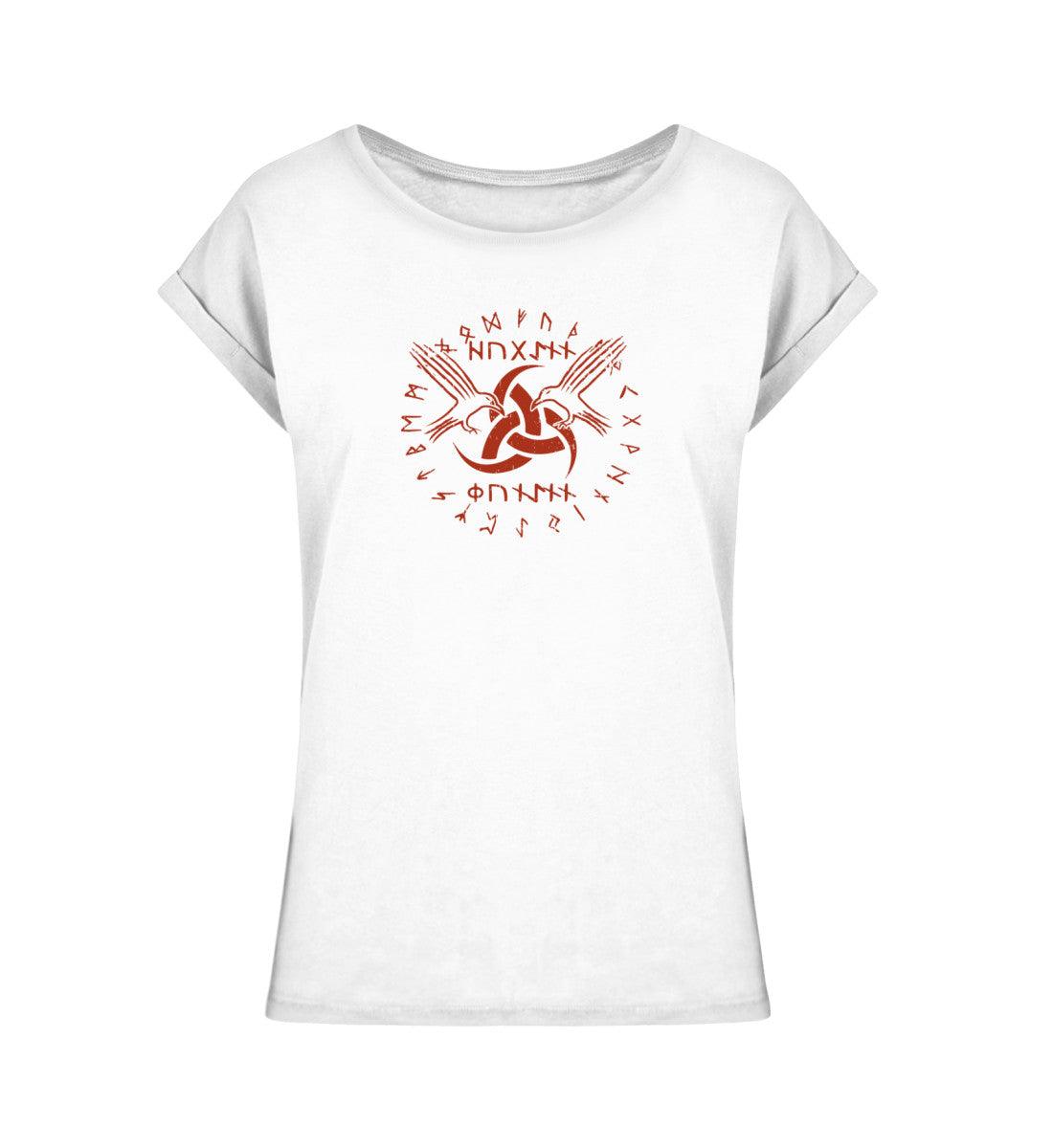 Schildmaiden Extendet Shirt – Odins Horn & Raben-Design mit Runenkreis - Nordic Viking Wear