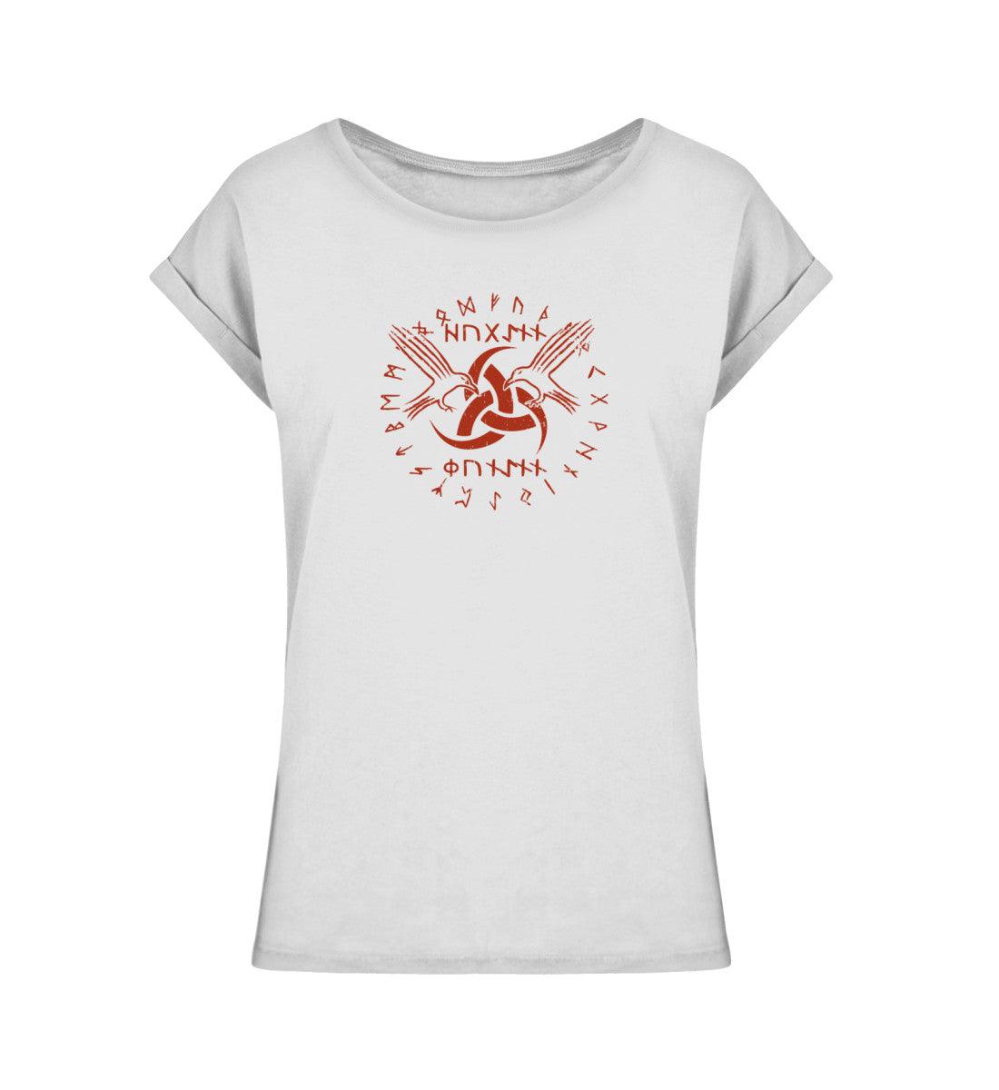 Schildmaiden Extendet Shirt – Odins Horn & Raben-Design mit Runenkreis - Nordic Viking Wear