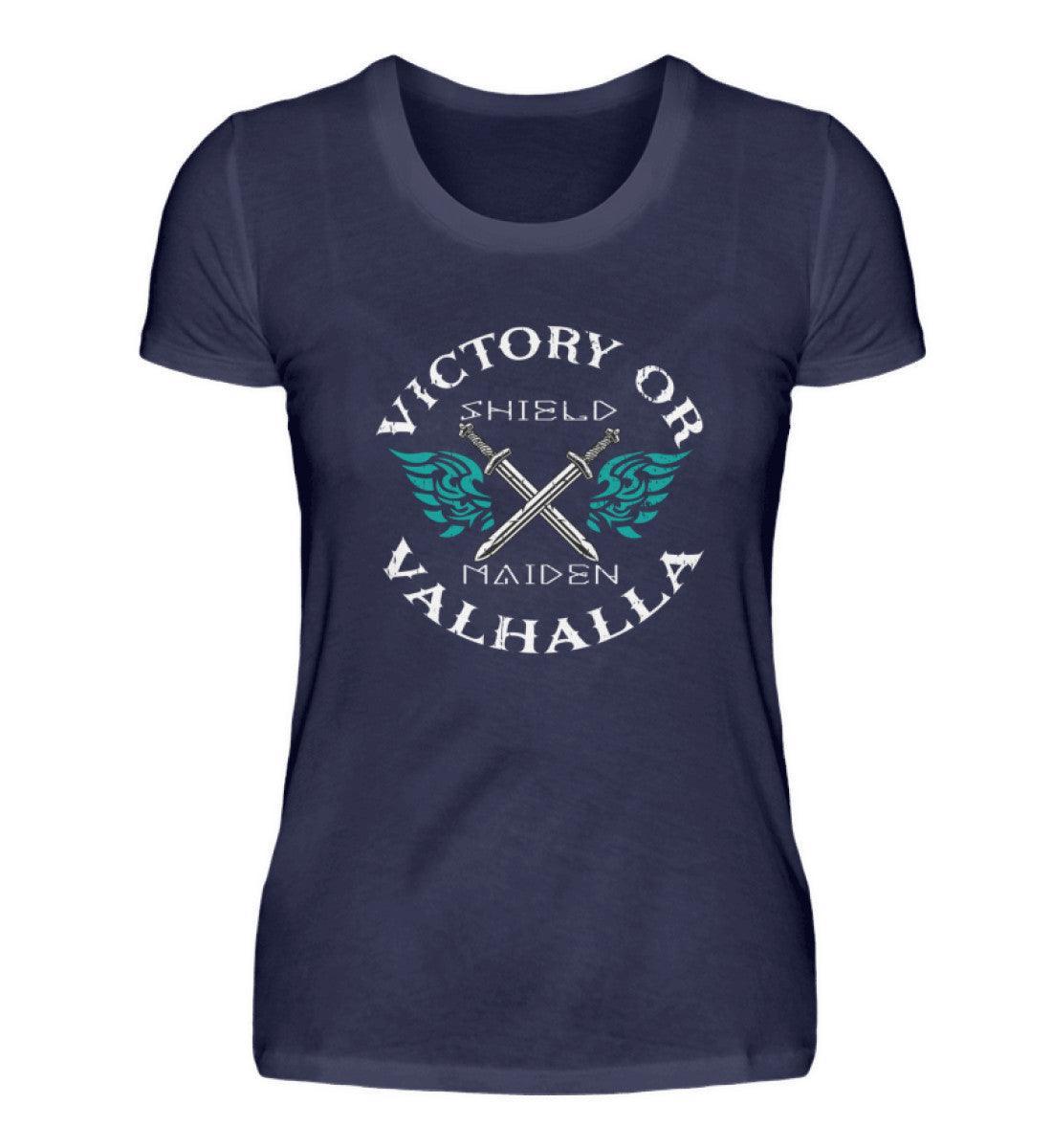 Schildmaid Premiumshirt 'Sieg oder Walhalla' – Wikinger-Kriegerin Spirit - Nordic Viking Wear