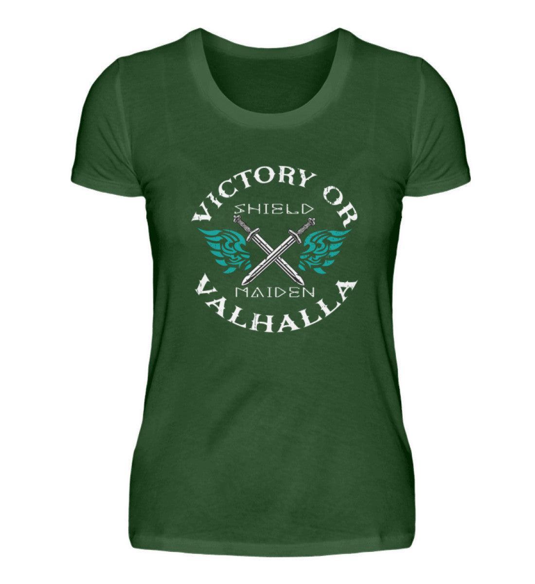 Schildmaid Premiumshirt 'Sieg oder Walhalla' – Wikinger-Kriegerin Spirit - Nordic Viking Wear