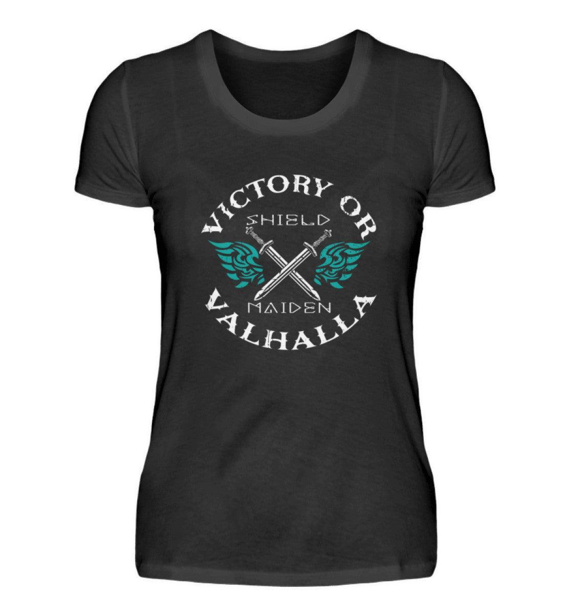 Schildmaid Premiumshirt 'Sieg oder Walhalla' – Wikinger-Kriegerin Spirit - Nordic Viking Wear