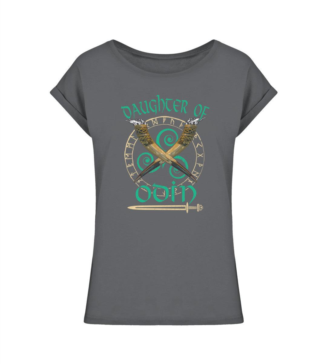 Schildmaiden Extendet Shirt – Daughter of Odin Design mit Runen und Trinkhörnern - Nordic Viking Wear