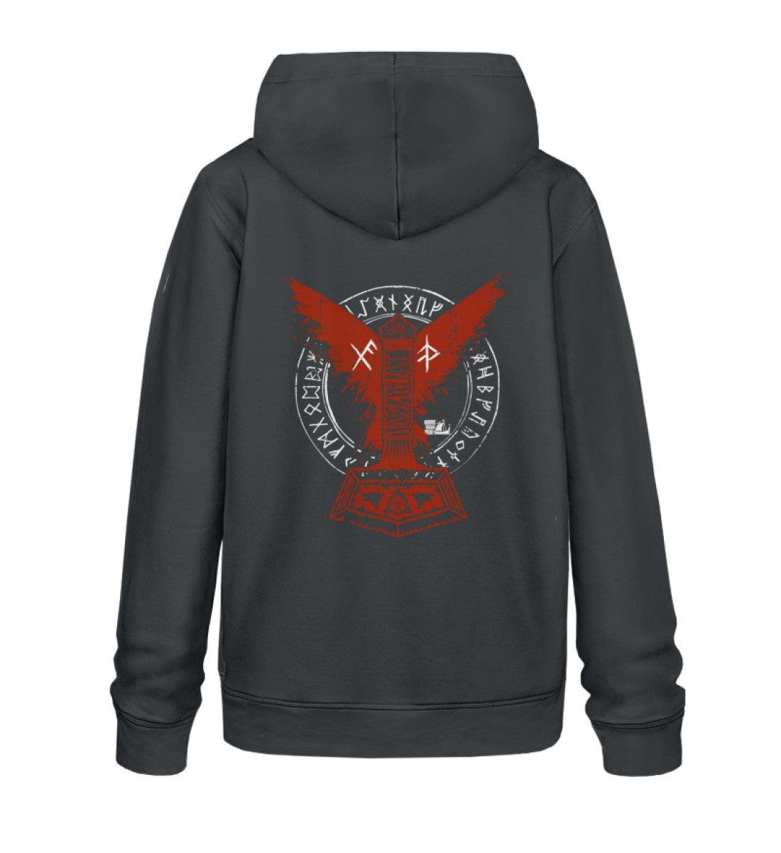 Wikinger Premium Hoodie – Thors Hammer mit Blutadler und Binde-Runen - Nordic Viking Wear