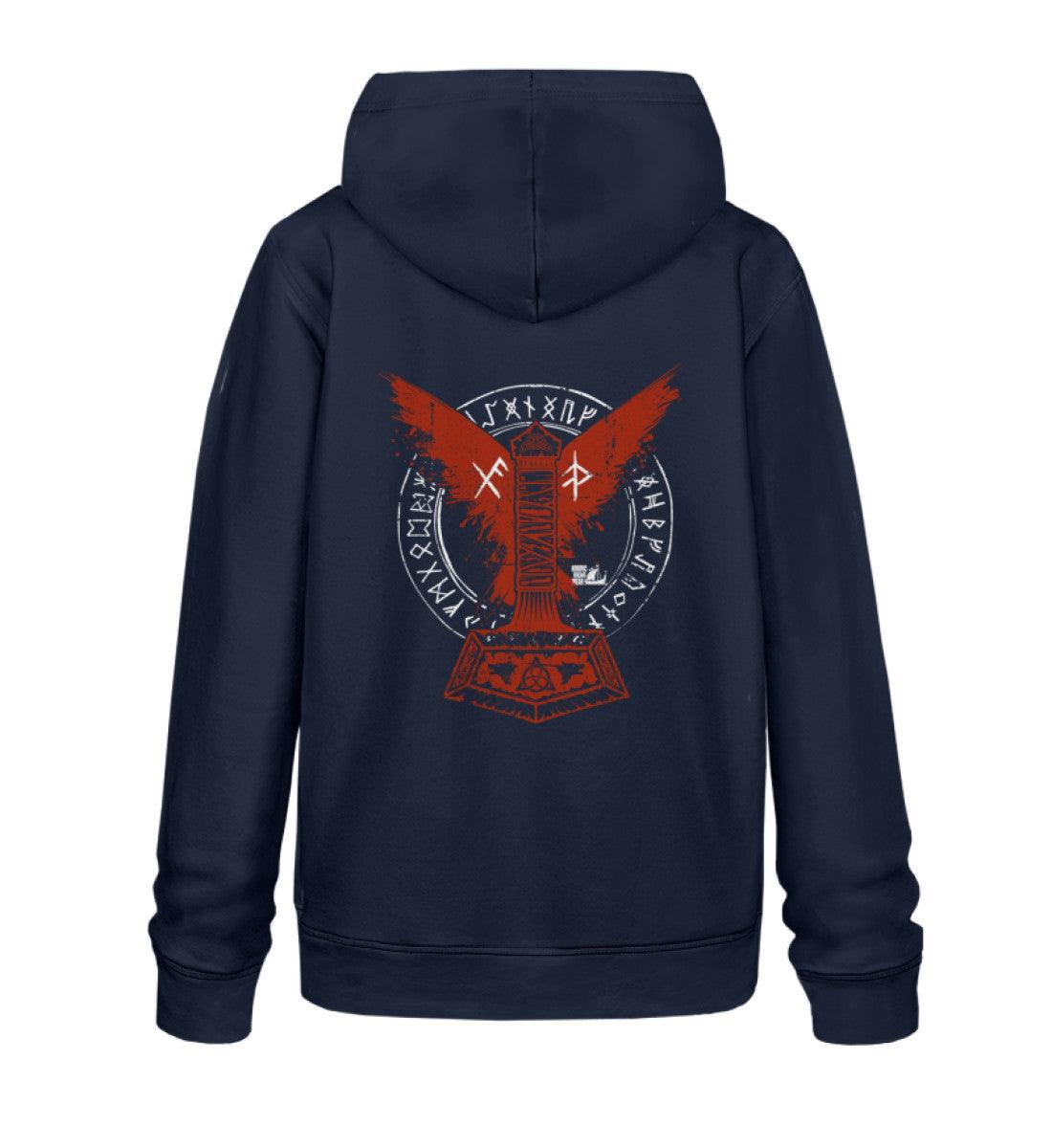Wikinger Premium Hoodie – Thors Hammer mit Blutadler und Binde-Runen - Nordic Viking Wear