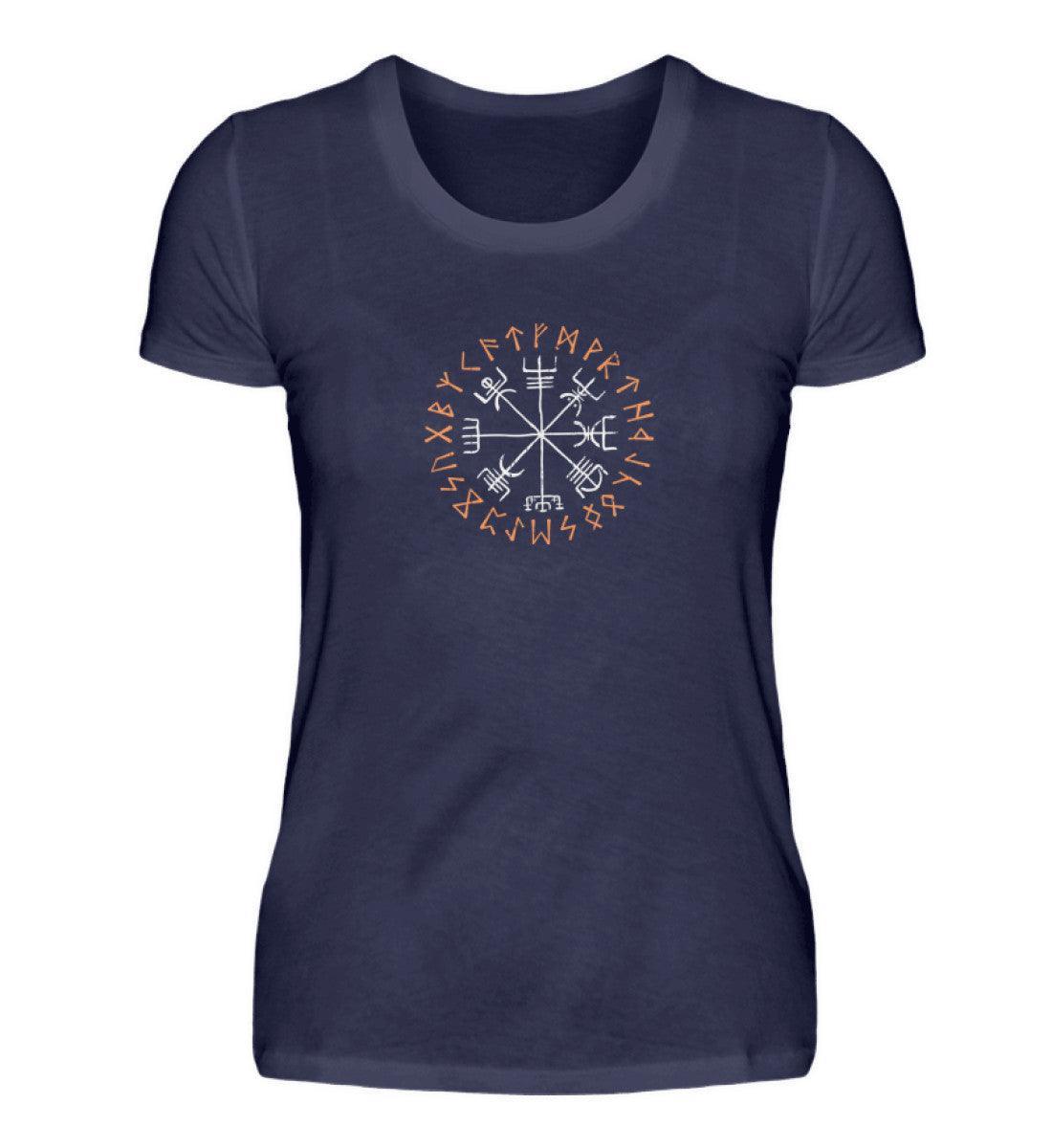 Schildmaiden Vegvisir Premiumshirt - Kompass Runen Symbol Tee - Nordischer Navigationspfad Shirt - Nordic Viking Wear