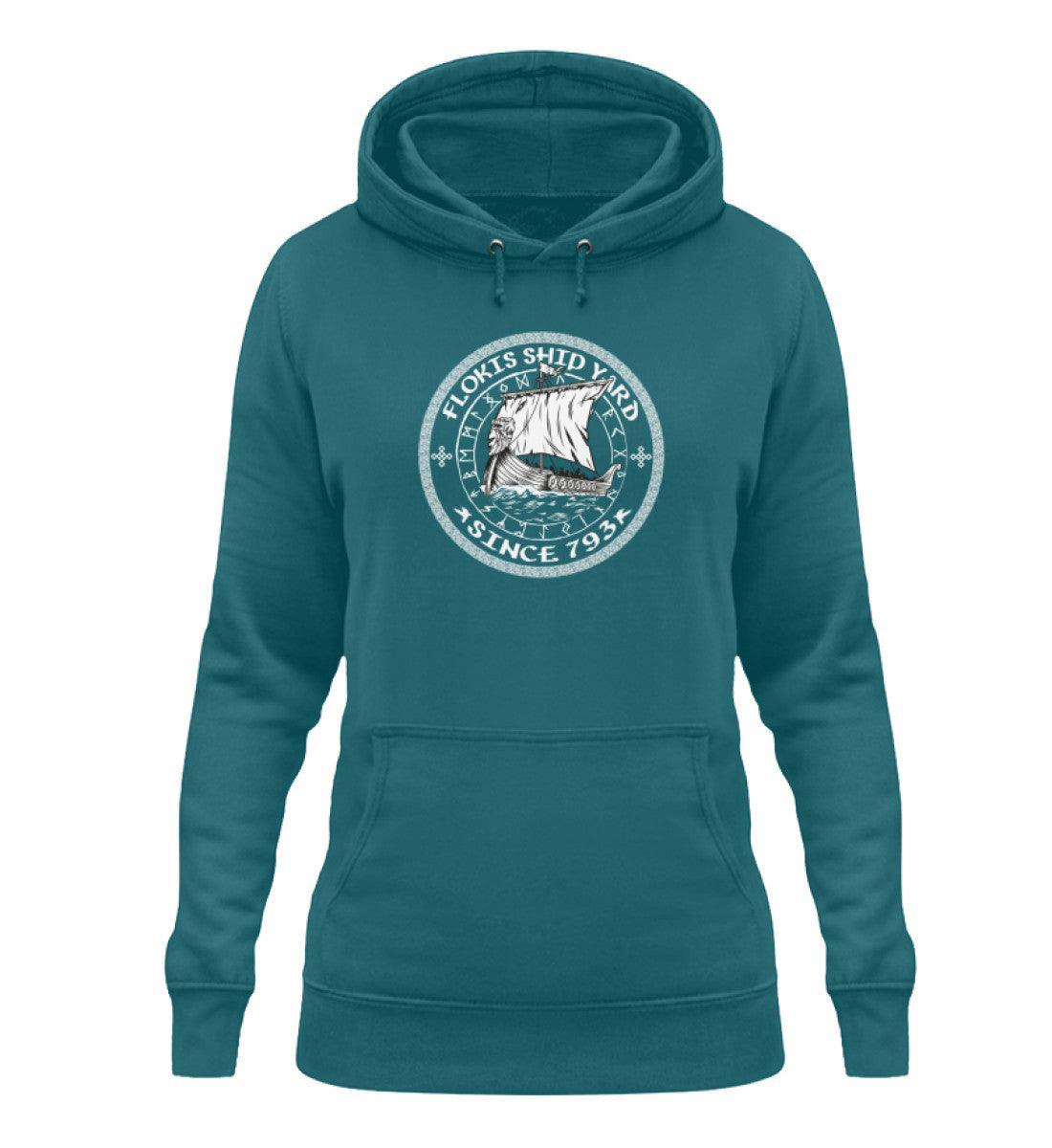 Schildmaiden Hoodie "Flokis Ship Yard" | Wikingerschiff & Runenkreis Motiv | Ideal für Liebhaber der Nordischen Kultur - Nordic Viking Wear