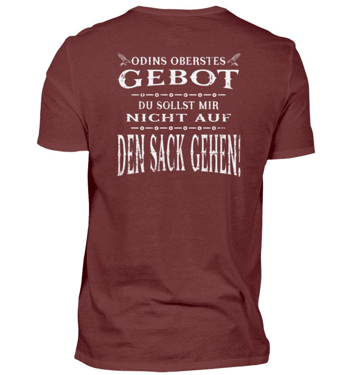 Lustiges Wikinger Backprint Premiumshirt - "Odins Oberstes Gebot: Du Sollst Mir Nicht Auf Den Sack Gehen!" - Nordic Viking Wear