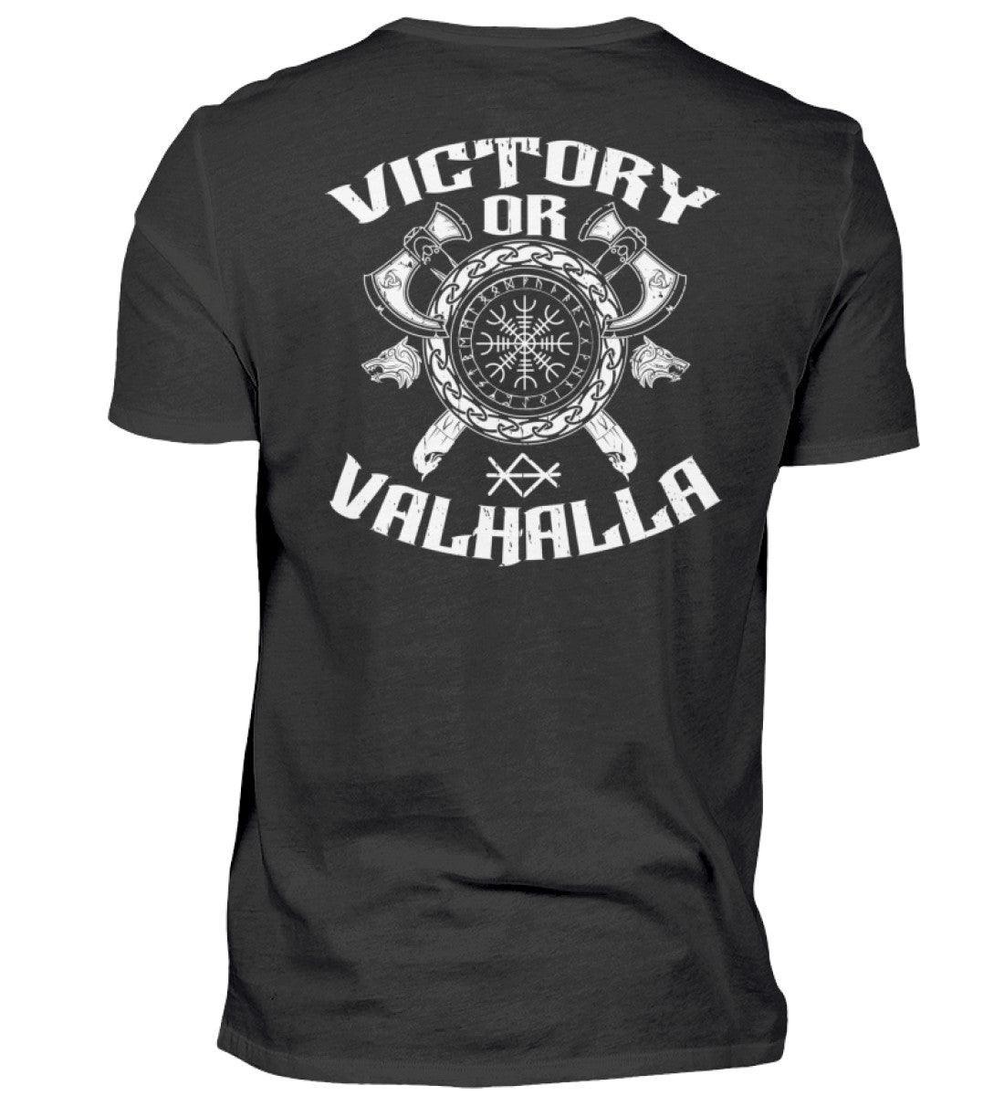 Wikinger Helm Of Awe BackprintPremiumshirt "Sieg oder Valhalla" – Kriegergeist in jedem Faden - Nordic Viking Wear