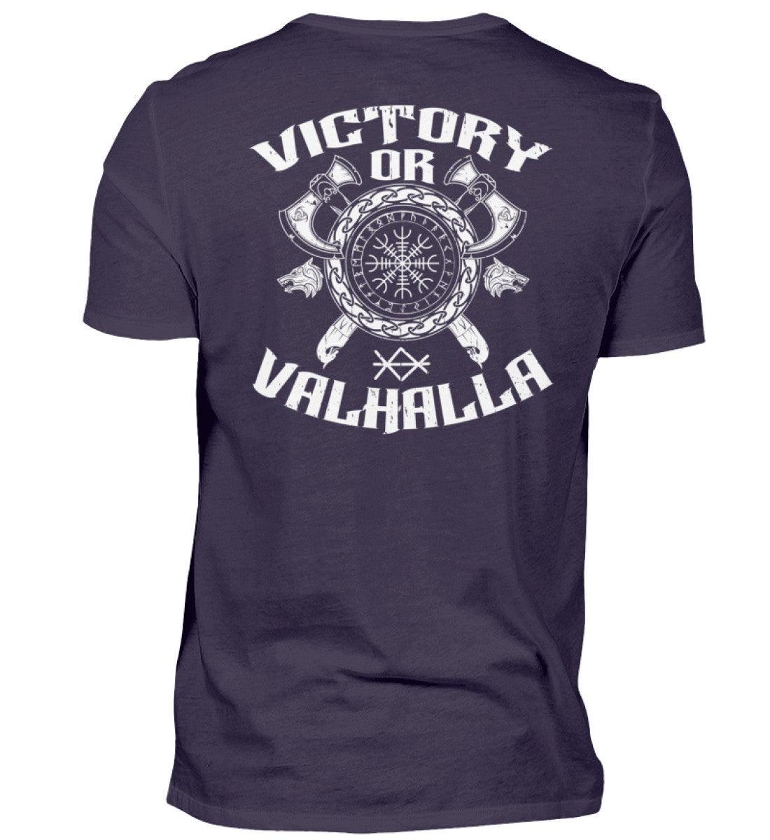 Wikinger Helm Of Awe BackprintPremiumshirt "Sieg oder Valhalla" – Kriegergeist in jedem Faden - Nordic Viking Wear