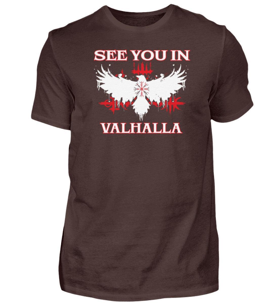 Wikinger Premium T-Shirt "See You in Valhalla" – Mystischer Rabe trifft Helm Of Awe! - Nordic Viking Wear