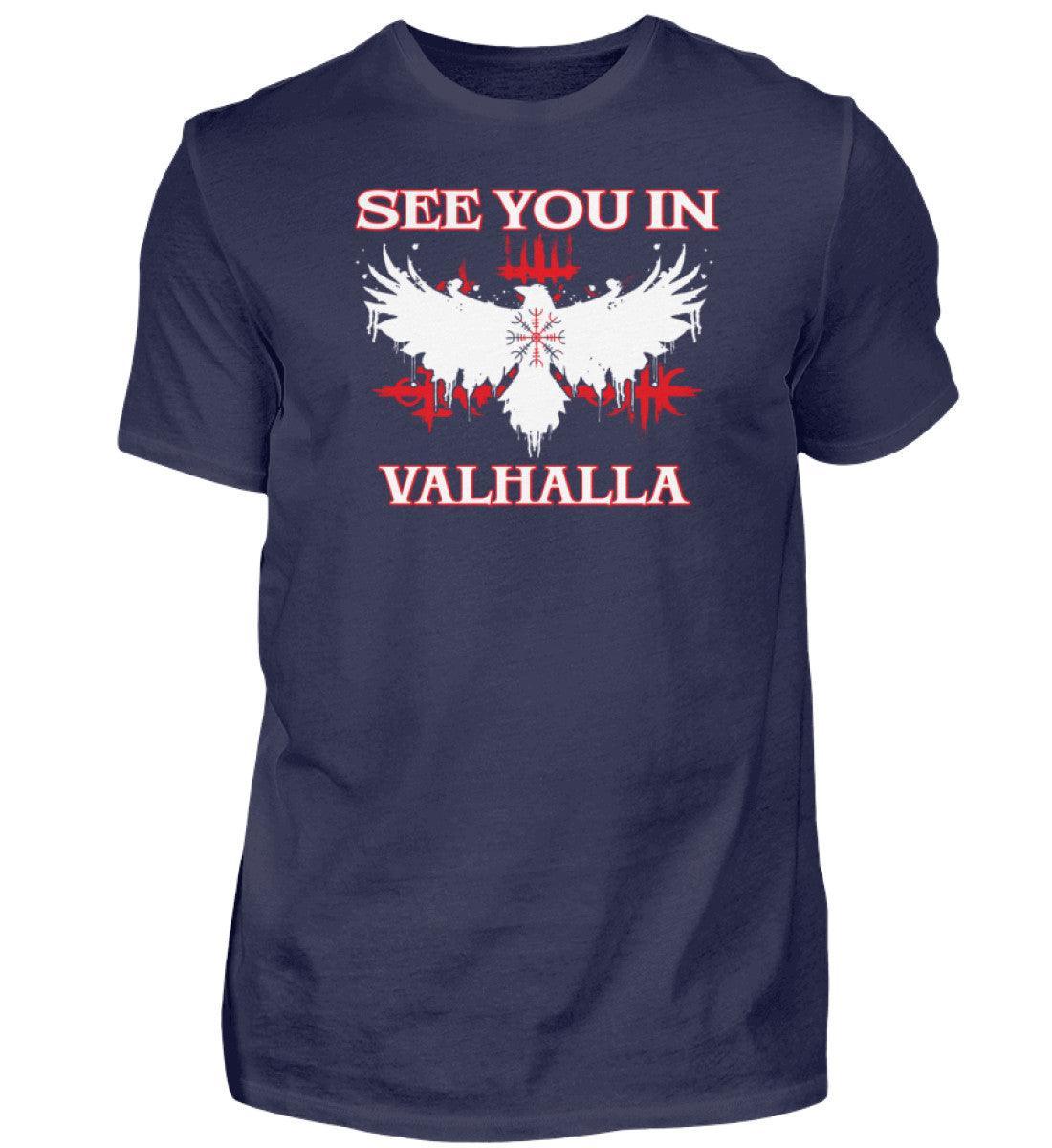 Wikinger Premium T-Shirt "See You in Valhalla" – Mystischer Rabe trifft Helm Of Awe! - Nordic Viking Wear