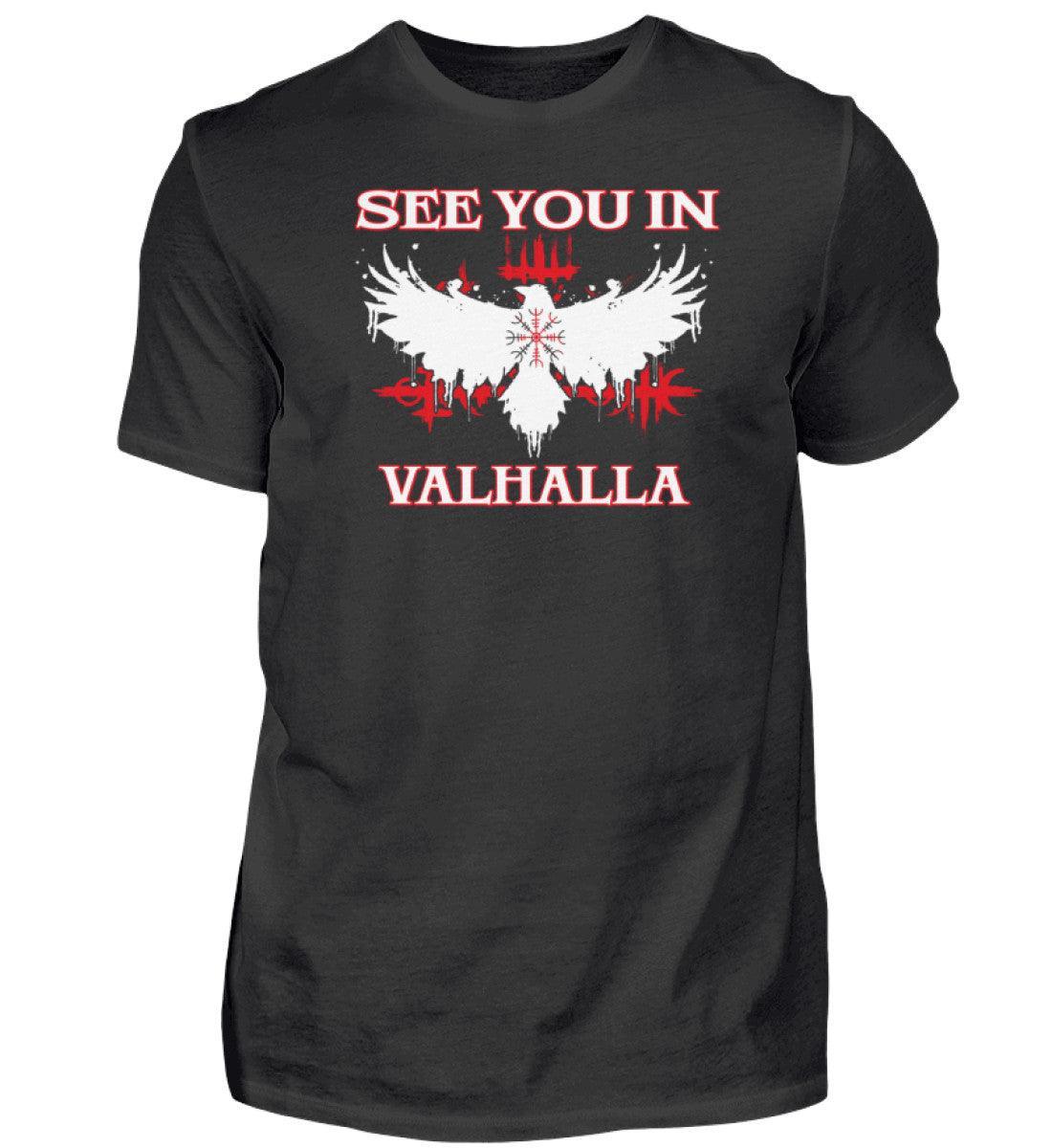 Wikinger Premium T-Shirt "See You in Valhalla" – Mystischer Rabe trifft Helm Of Awe! - Nordic Viking Wear