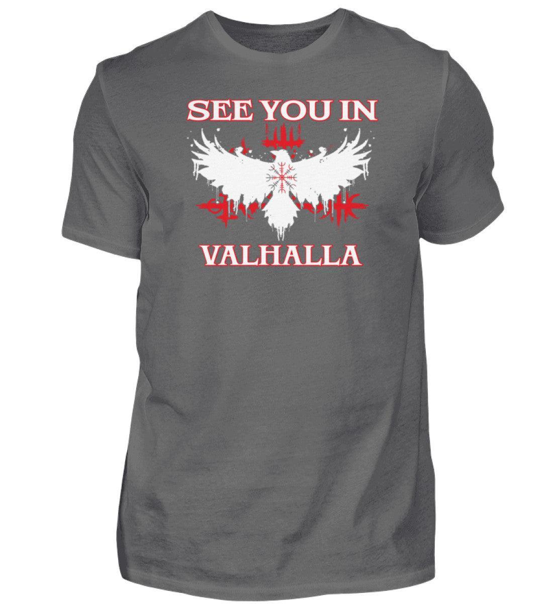 Wikinger Premium T-Shirt "See You in Valhalla" – Mystischer Rabe trifft Helm Of Awe! - Nordic Viking Wear