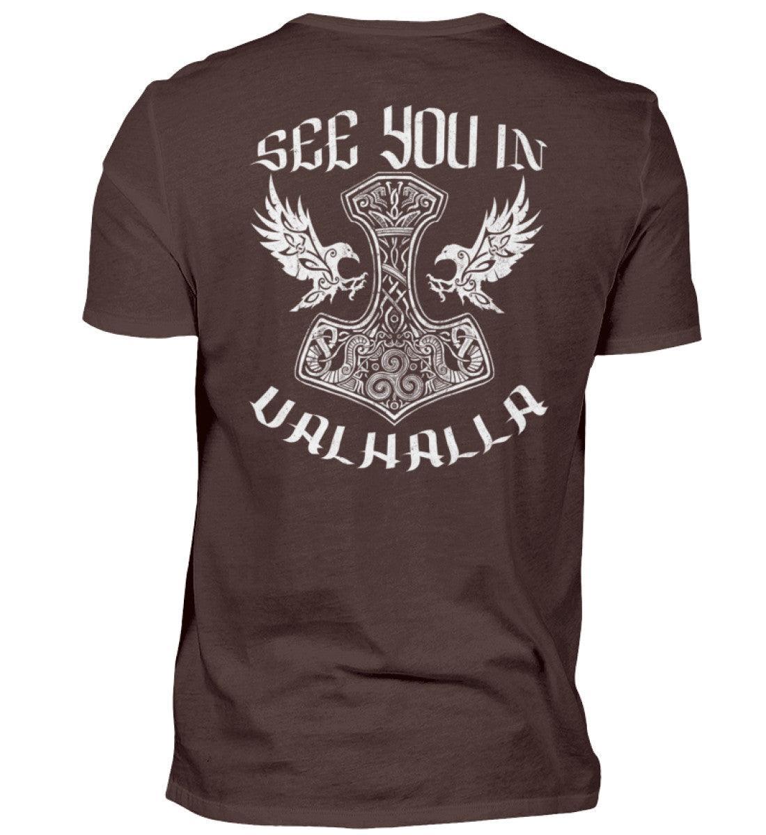 See You In Valhalla" Wikinger Premium Backprint Shirt – Ehrenvolles Krieger-Design - Nordic Viking Wear
