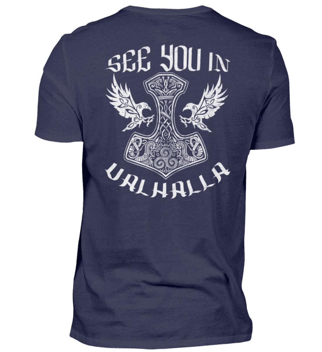 See You In Valhalla" Wikinger Premium Backprint Shirt – Ehrenvolles Krieger-Design - Nordic Viking Wear