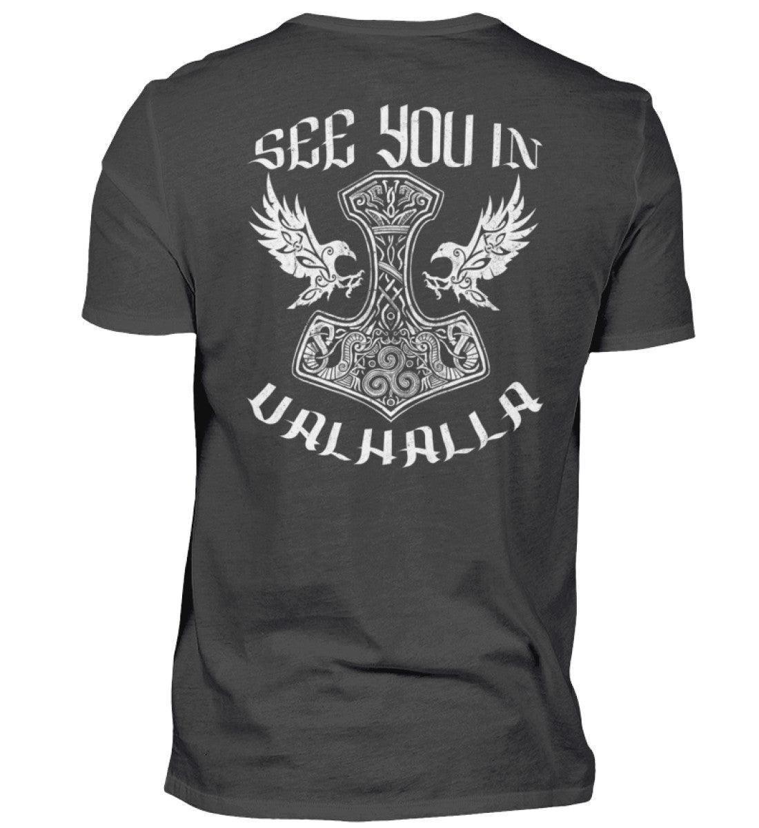 See You In Valhalla" Wikinger Premium Backprint Shirt – Ehrenvolles Krieger-Design - Nordic Viking Wear