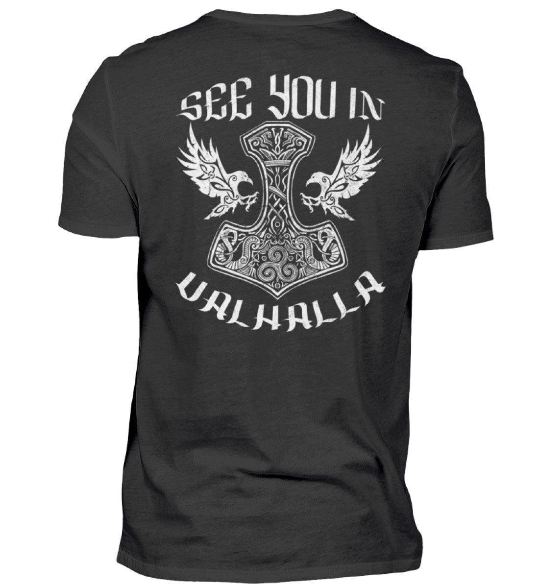 See You In Valhalla" Wikinger Premium Backprint Shirt – Ehrenvolles Krieger-Design - Nordic Viking Wear