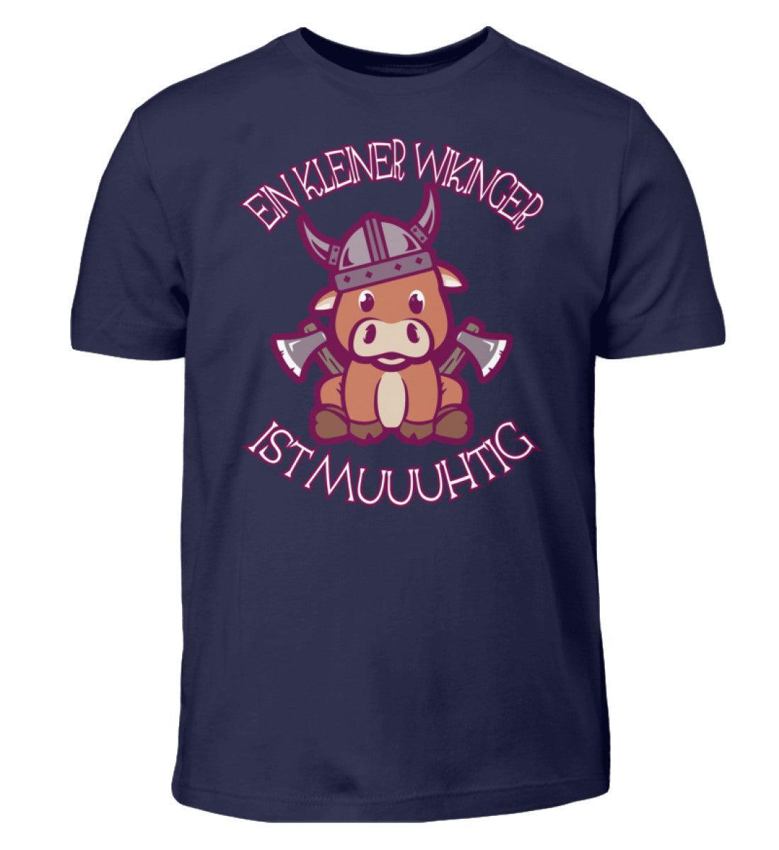 Lustiges Wikingerkuh Kinder-Shirt – 'Ein kleiner Wikinger ist muuuhhtig - Nordic Viking Wear
