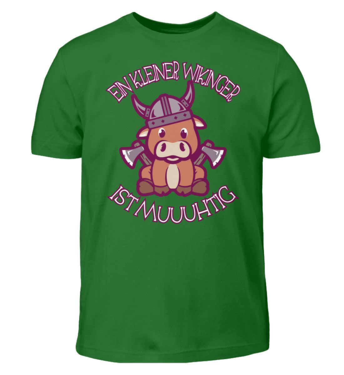 Lustiges Wikingerkuh Kinder-Shirt – 'Ein kleiner Wikinger ist muuuhhtig - Nordic Viking Wear