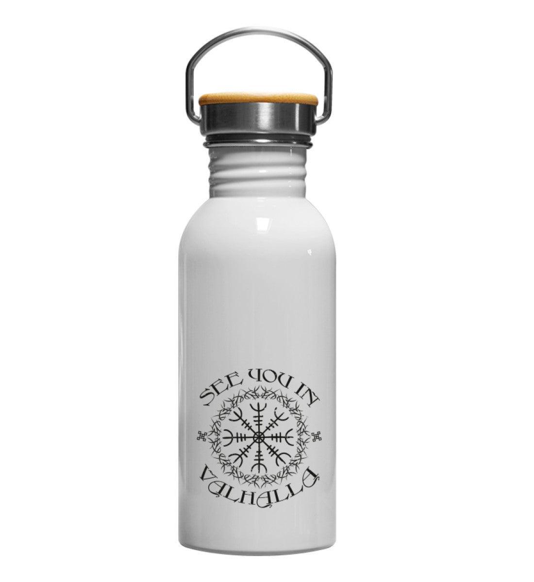 Wikinger Trinkflasche See You in Valhalla Helm Of Awe Design - Nordic Viking Wear