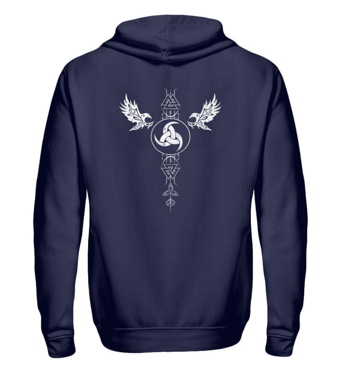 ⚔ Valknut & Odins Horn Zipp-Hoodie – Nordische Stärke & Schutz ⚔ - Nordic Viking Wear