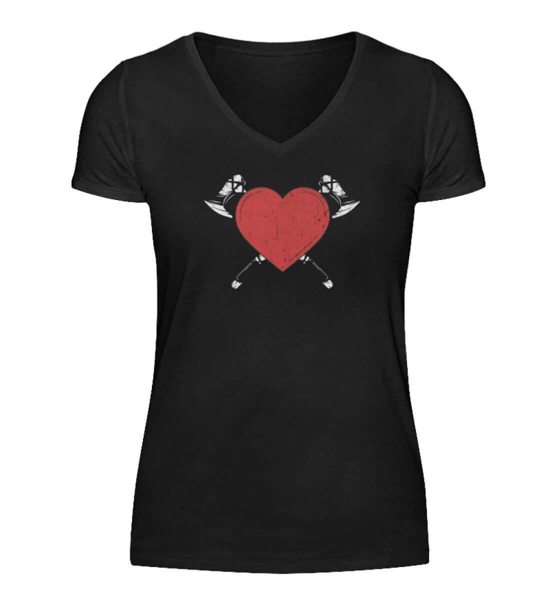 Schildmaid Herz V-Neck – Liebe und Kampfgeist - Nordic Viking Wear