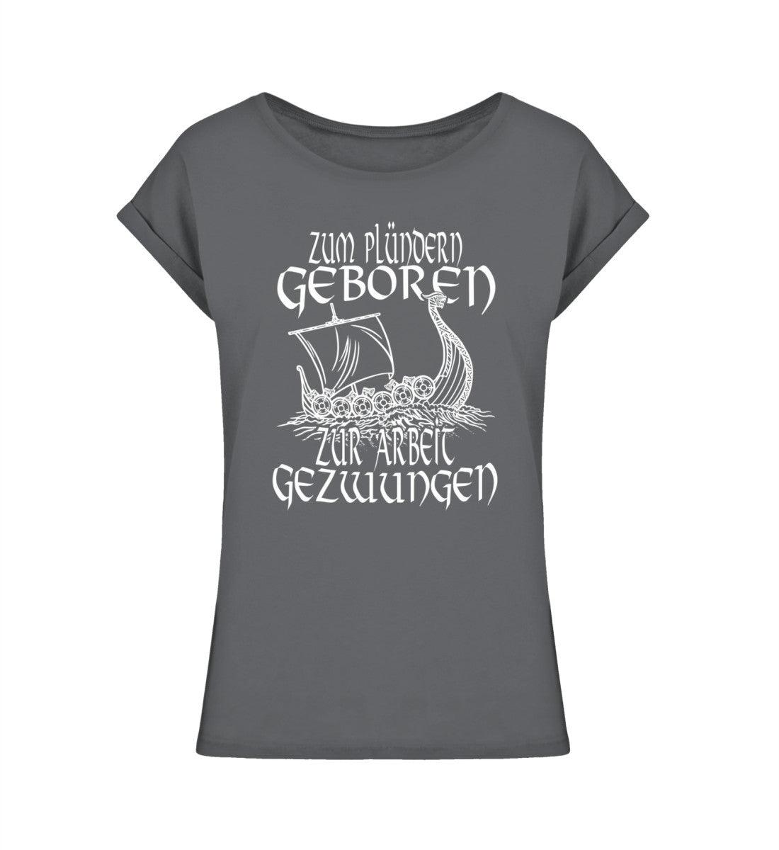 Schildmaiden Extended Shirt – "Zum Plündern geboren, zur Arbeit gezwungen" - Nordic Viking Wear