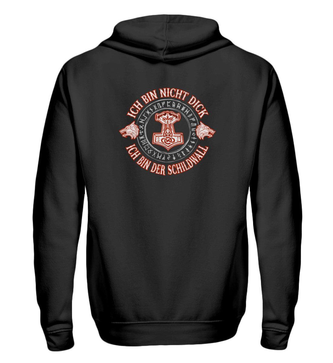 ⚔ Zipp-Hoodie "Ich bin nicht dick – Ich bin der Schildwall" für echte Wikinger! ⚔ - Nordic Viking Wear