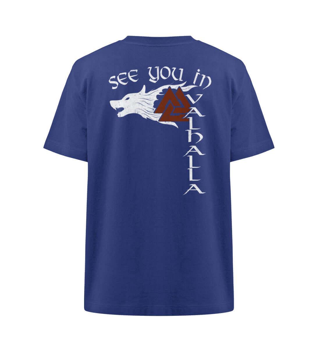Wikinger "See You in Valhalla" Heavy Oversized Shirt mit Wolfssymbol - Nordic Viking Wear