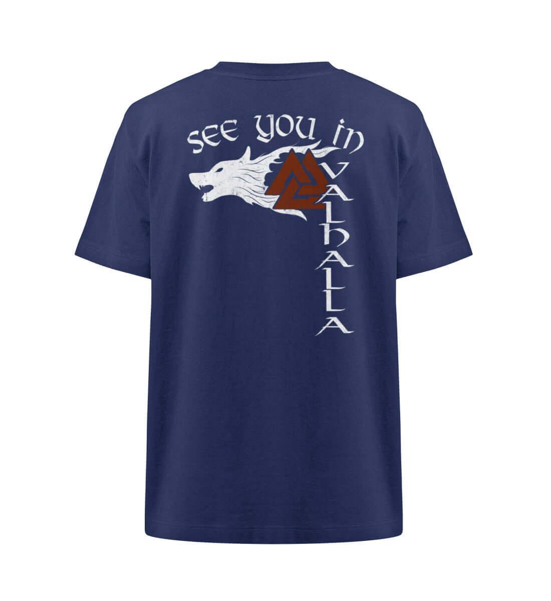 Wikinger "See You in Valhalla" Heavy Oversized Shirt mit Wolfssymbol - Nordic Viking Wear