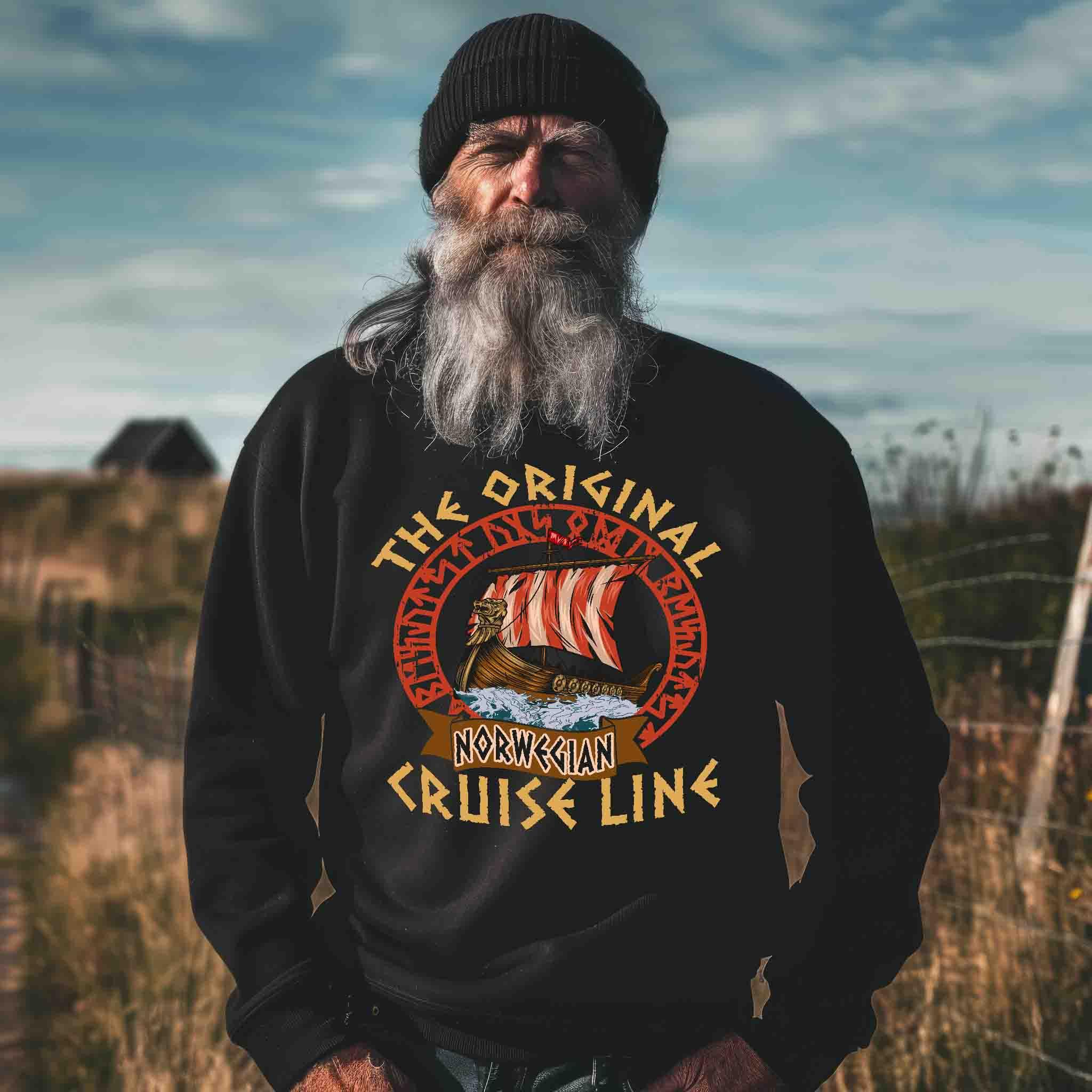 The Original Norwegian Cruise Line – Wikinger Heavy Sweatshirt mit Drachenboot - Nordic Viking Wear