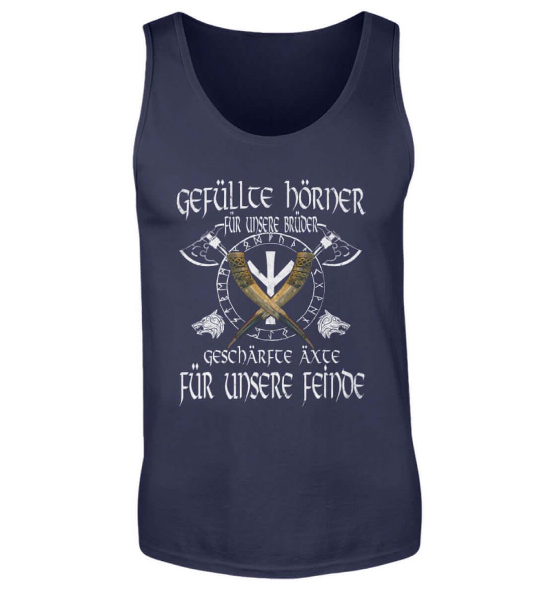 Wikinger Brüderlichkeit Tanktop – "Gefüllte Hörner und Geschärfte Äxte" - Nordic Viking Wear