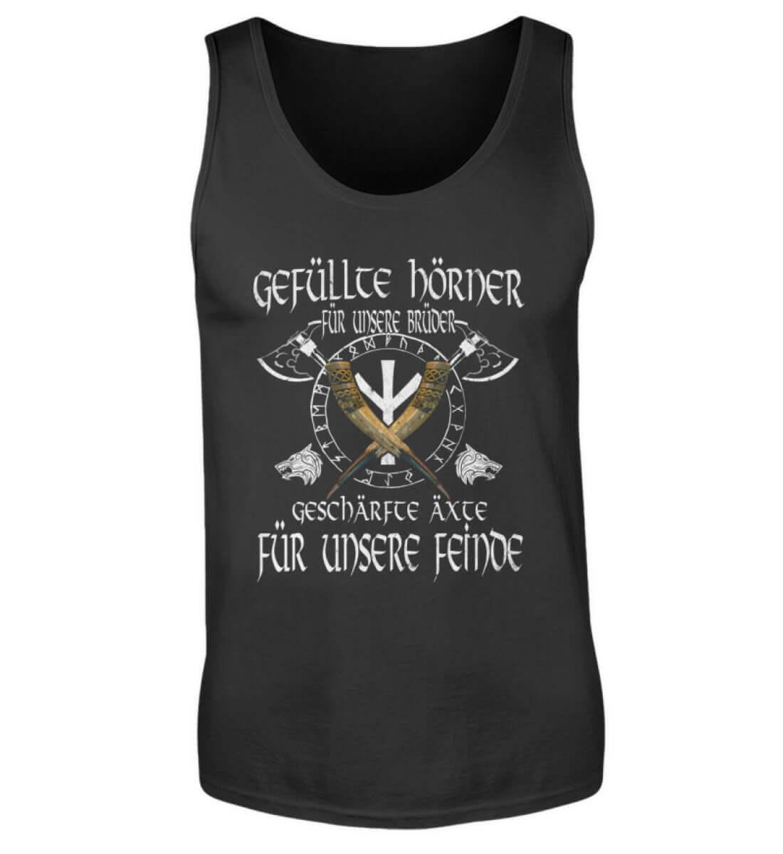 Wikinger Brüderlichkeit Tanktop – "Gefüllte Hörner und Geschärfte Äxte" - Nordic Viking Wear
