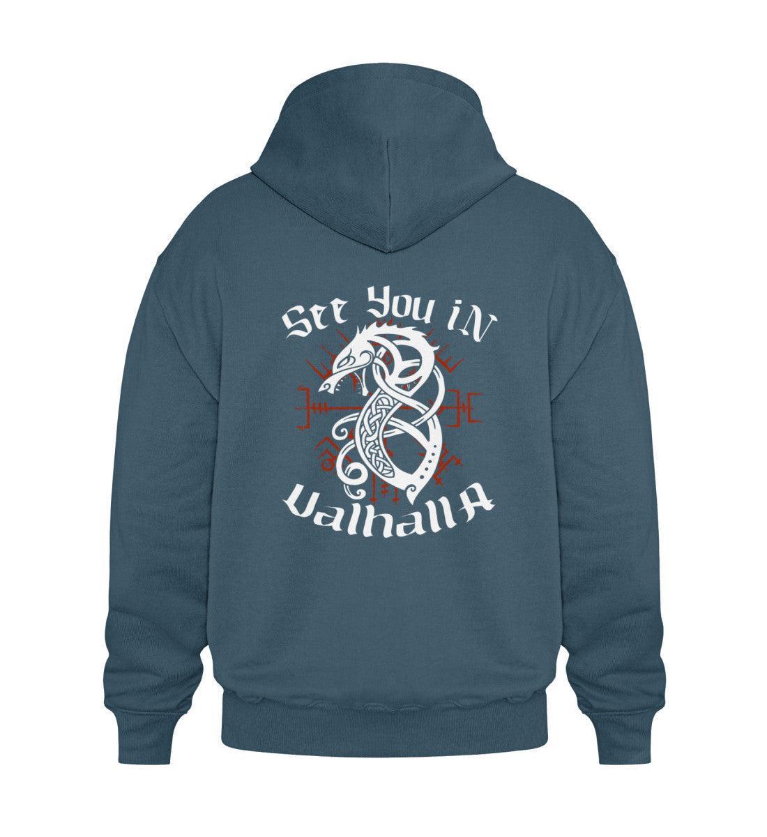 Wikinger Heavy Vintage Hoodie "Fenrir’s Oath" – "See You in Valhalla" - Nordic Viking Wear