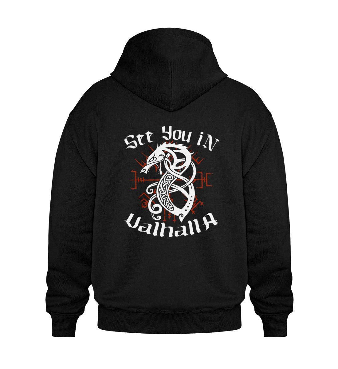 Wikinger Heavy Vintage Hoodie "Fenrir’s Oath" – "See You in Valhalla" - Nordic Viking Wear
