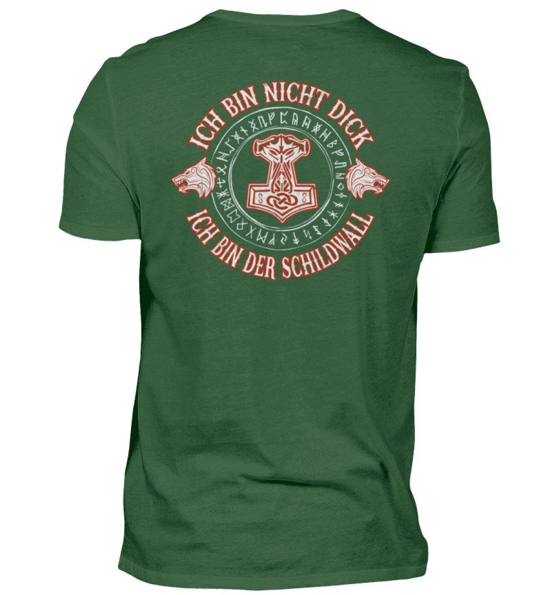 Lustiges Wikinger Backprint Shirt - "Ich Bin Nicht Dick, Ich Bin Der Schildwall" - Nordic Viking Wear