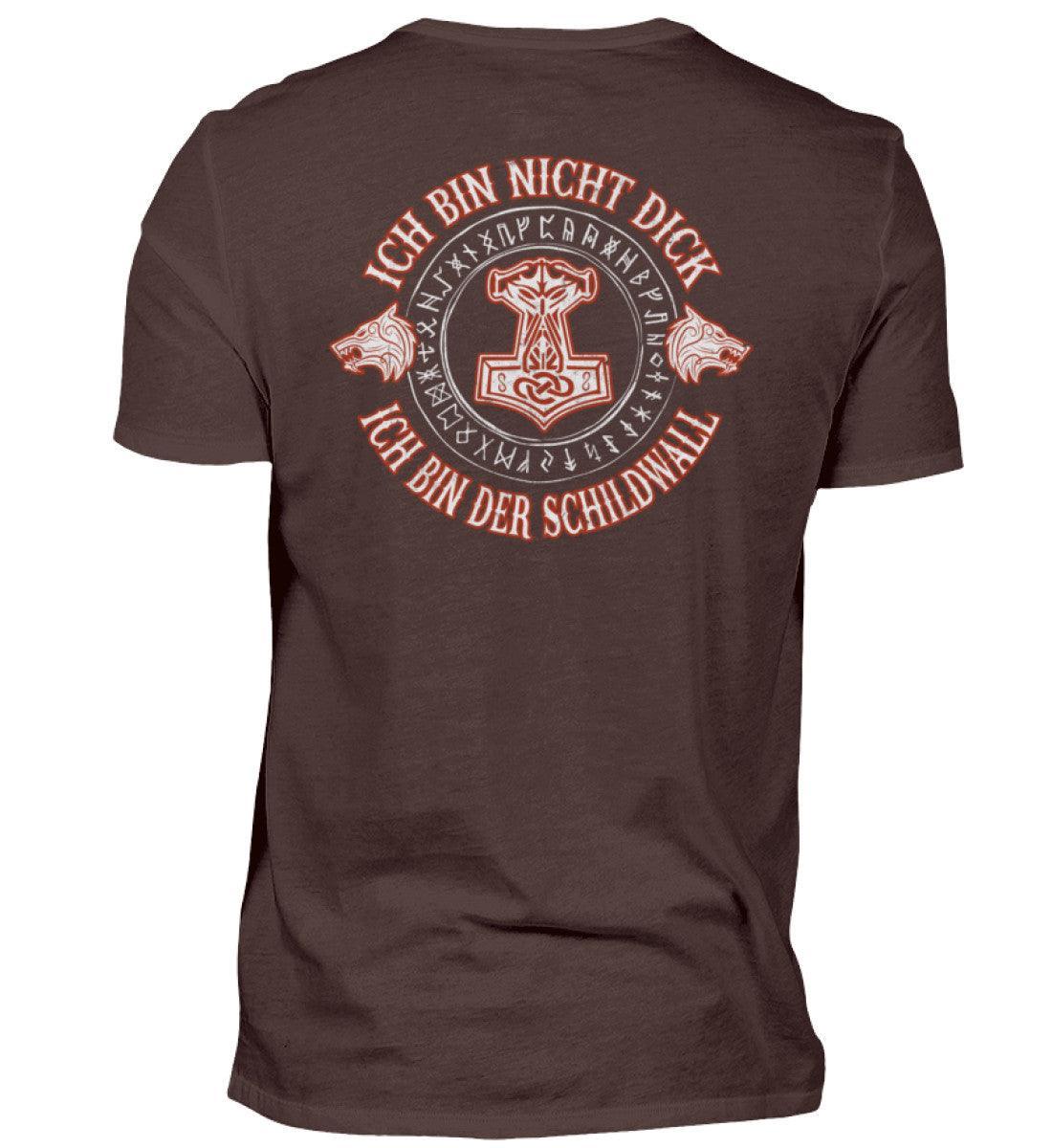 Lustiges Wikinger Backprint Shirt - "Ich Bin Nicht Dick, Ich Bin Der Schildwall" - Nordic Viking Wear