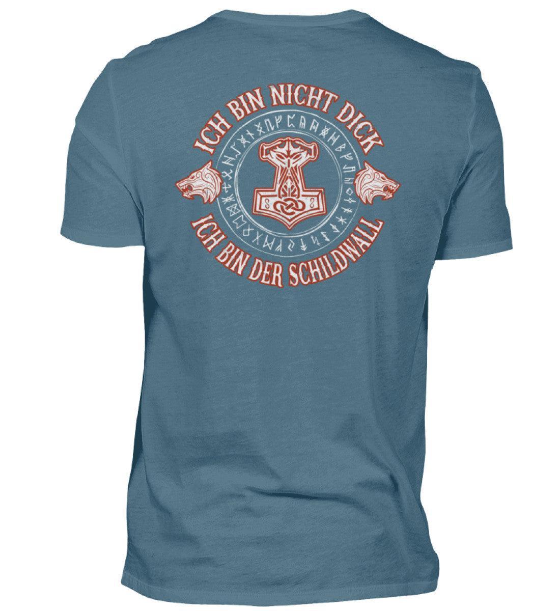 Lustiges Wikinger Backprint Shirt - "Ich Bin Nicht Dick, Ich Bin Der Schildwall" - Nordic Viking Wear