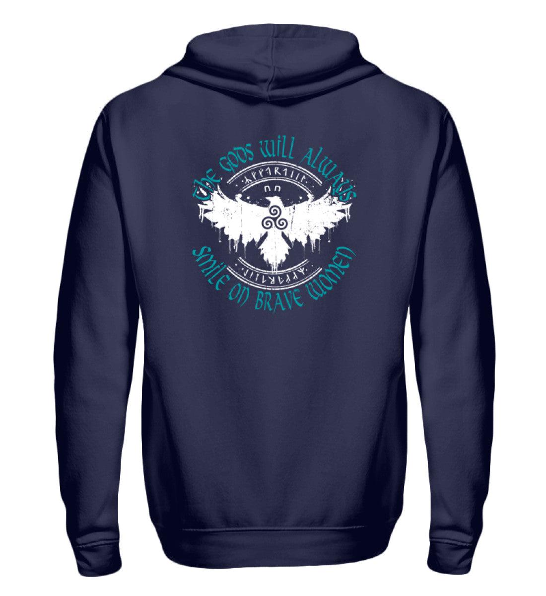 🔥 Zipp-Hoodie "The Gods Will Always Smile on Brave Women" - Nordic Viking Wear