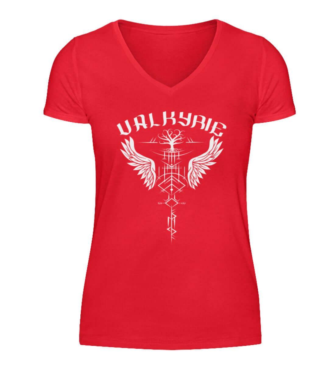 Schildmaiden V-Neck 'Valkyrie - Freyja's Binderune' – Göttliche Stärke und Schutz - Nordic Viking Wear