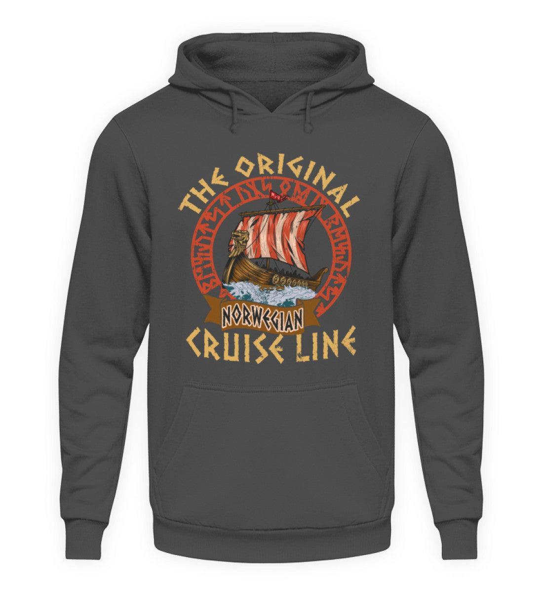 Wikinger Hoodie "The Original Norwegian Cruise Line" – Vintage Langschiff Design Pullover für Seefahrer und Abenteurer - Nordic Viking Wear