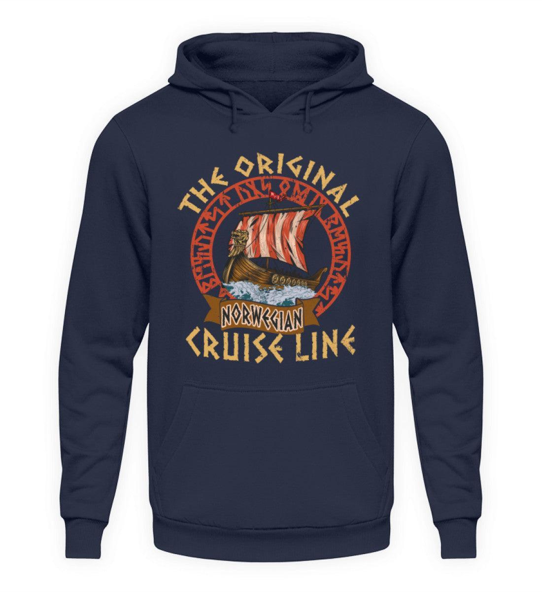 Wikinger Hoodie "The Original Norwegian Cruise Line" – Vintage Langschiff Design Pullover für Seefahrer und Abenteurer - Nordic Viking Wear