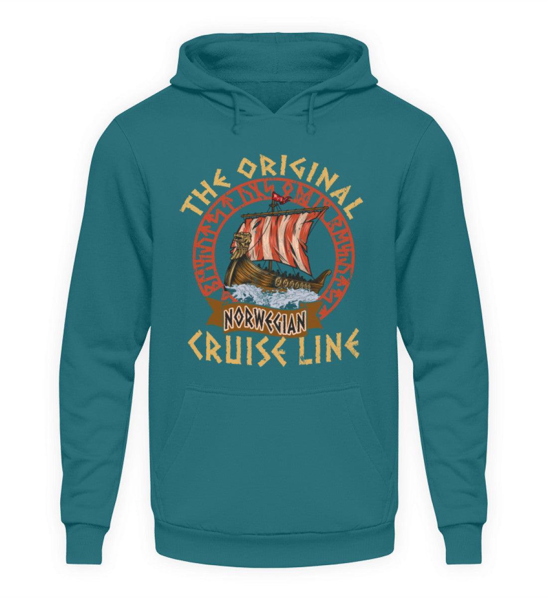 Wikinger Hoodie "The Original Norwegian Cruise Line" – Vintage Langschiff Design Pullover für Seefahrer und Abenteurer - Nordic Viking Wear