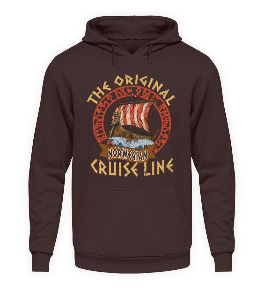 Wikinger Hoodie "The Original Norwegian Cruise Line" – Vintage Langschiff Design Pullover für Seefahrer und Abenteurer - Nordic Viking Wear